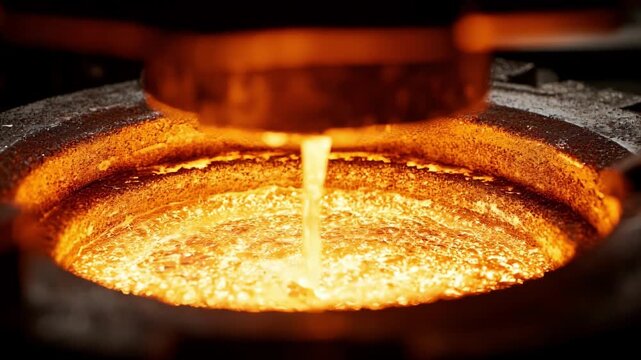 Closeup medium shot of high frequency induction melting furnace with rapid heating process highlighting precise control and intense electromagnetic field effects.