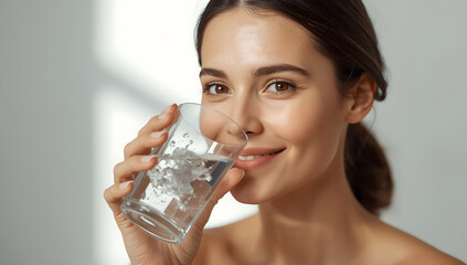 Woman Drinking Water to Relax