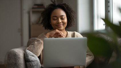  Woman Taking Break from Laptop