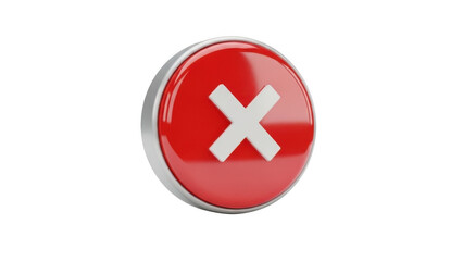 Obraz premium Red button with white x on transparent background