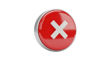 Red button with white x on transparent background