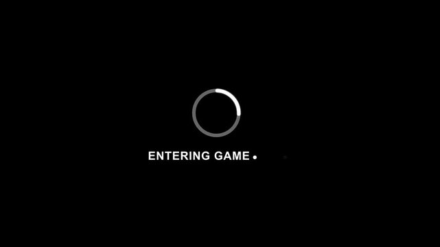 Loading screen animation with entering game text on black background for games and technology projects