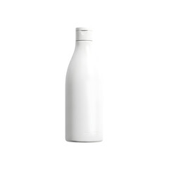 Minimalist white bottle mockup isolated on a solid black background for product presentation