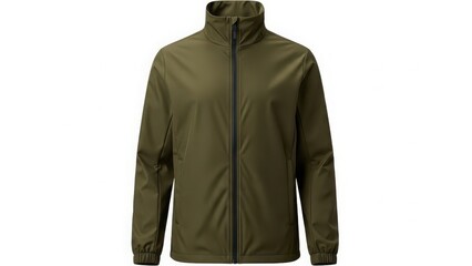Olive green waterproof windbreaker jacket with zip closure