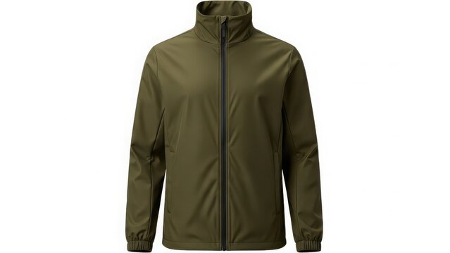 Olive green waterproof windbreaker jacket with zip closure