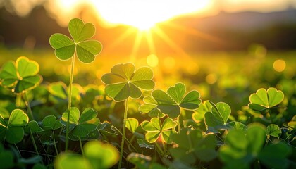 Clovers in field at Sunset.