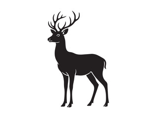Obraz premium Elegant Antler Deer in Silhouette white background. 