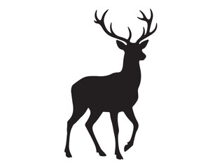 Obraz premium Elegant Antler Deer in Silhouette white background.