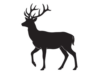 Obraz premium Natural Deer Posture in Silhouette white background.
