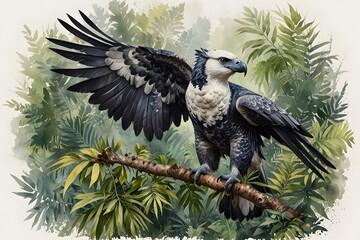 Harpy eagle amidst lush foliage