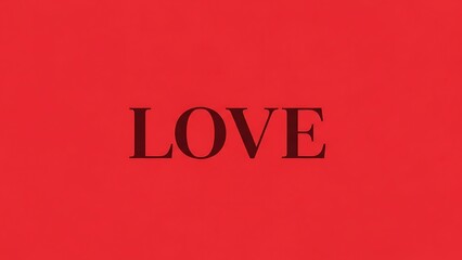 A striking visual composition featuring the word love prominently displayed on a vibrant red background