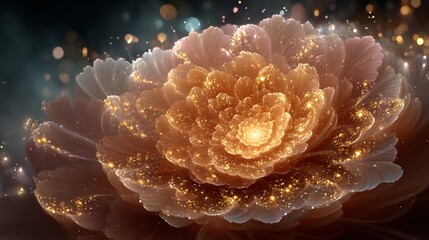 abstract glowing flower with orange and gold tones