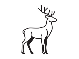 Obraz premium New Modern Line Deer Silhouette in Silhouette white background.