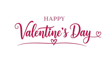 Happy valentines day in pink cursive font with heart and line on white background