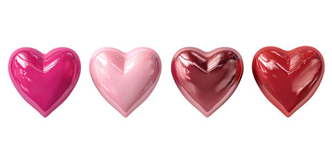 Vibrant Pink and Red Valentine Hearts Collection on White Background for Romantic Celebrations