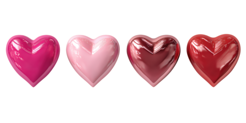 Vibrant Pink and Red Valentine Hearts Collection on White Background for Romantic Celebrations