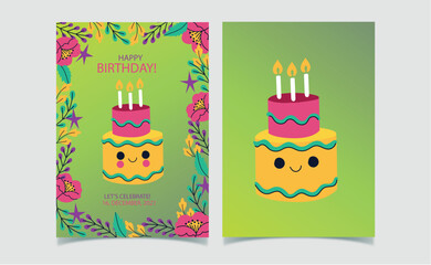 Cute Kids Birthday Invitation Card with Fun Elements