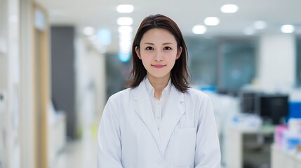 Female Doctor Standing in Hospital / 病院に立つ女性医師