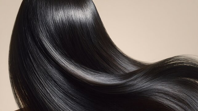 Shiny Black Hair Texture Close-up / 艶やかな黒髪のテクスチャのクローズアップ