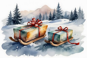 Sledge as a unique gift packaging idea in winter