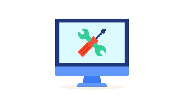 Computer repair service and technical support animated icon
