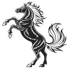 Fototapeta premium Wild Rearing Horse Silhouette Vector Illustration