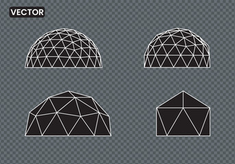 Geodesic Dome Structure Vector Illustration, Futuristic Triangular Mesh Architecture, Polygonal Sphere Framework for Science, Technology, and Engineering Design. eps © Graphicsign