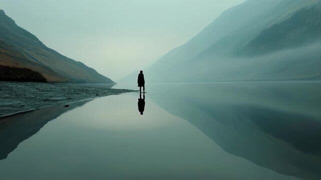 Mental wellness, emotional harmony. A person walks toward peace, reflecting quiet cognitive strength, psychological balance. Inner calm guides mood, thought clarity.