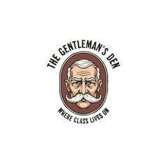 Classic Gentleman Portrait Logo in Oval Frame, Ideal for Barber Shop, Men&rsquo;s Fashion, and Grooming Identity