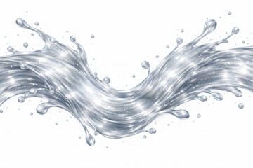 Silver wave on a white background, empty space for text, template, photo background, layout, advertising, banner