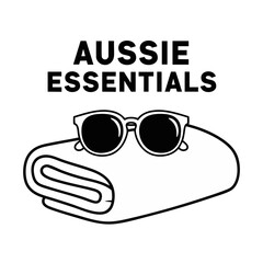Aussie Essentials sunglasses towel and sunscreen for Australian beach Australia Day summer