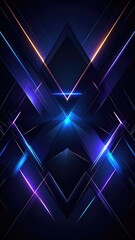 Futuristic Cyber Neon Abstract Geometry Background with Glowing Lines and Dark Blue Hues