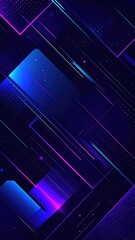 Dynamic Abstract Neon Lines Background with Geometric Shapes and Vibrant Gradients for Tech Presentation