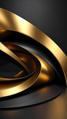 Elegant Gold Black Abstract Modern Art Swirls 3D Render Design Background Wallpaper Texture Graphic Element