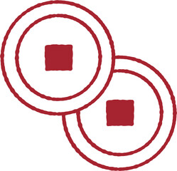 Chinese Coins Vector Line Art Illustration