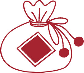 Chinese Coin Pouch Vector Line Art Illustration