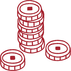 Stack of Coins Vector Line Art Illustration