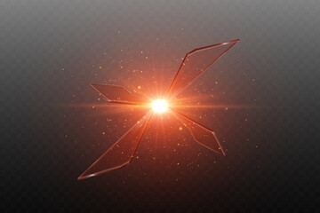 Futuristic light flare with shattered glass effect.