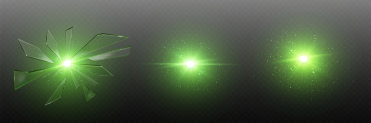Green magic light burst with glowing energy particles.