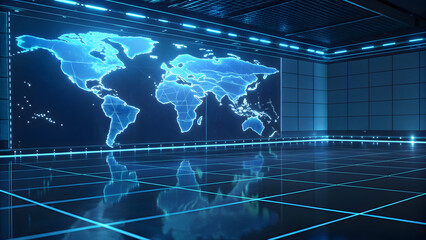 Dynamic Global News Background with Neon World Map