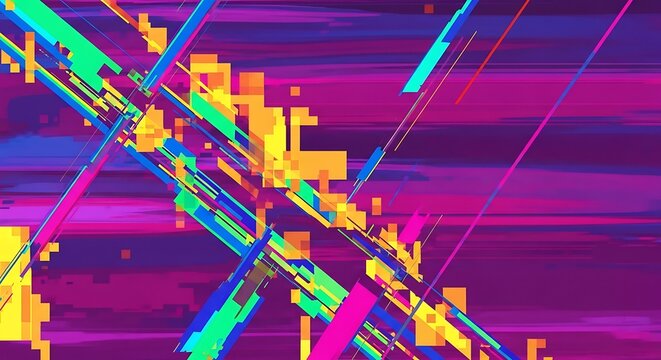 Vibrant abstract digital pixel art design. - Powered by Adobe