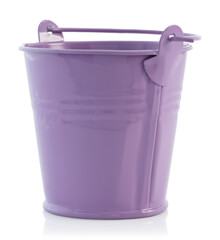 Small metal lavender bucket isolated on transparent background with natural reflection and shadows. Cute decorative container perfect for gardening, home decor, crafts, and design projects © rvlsoft
