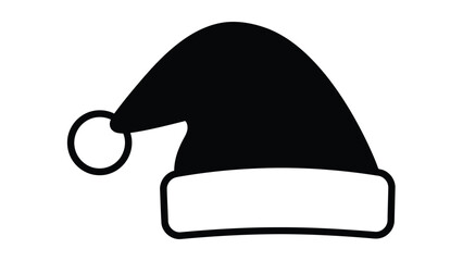 Santa Hat Silhouette Icon Isolated on White Background for Christmas Design