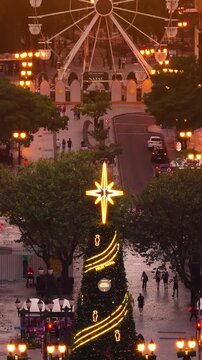 Curitiba Christmas Lights City Center Sunset Cityscape Curitiba