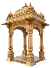 Naklejka premium Ornate Golden Hindu Temple Archway - Traditional Indian Mandir Architecture Decoration