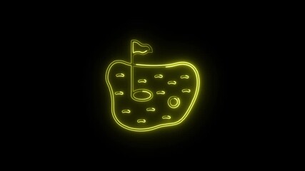Golf Icon Animation with Glowing Lines on Black Background