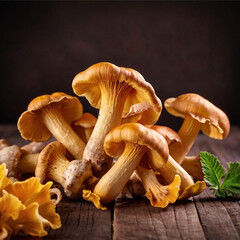 mushrooms on a wooden table
