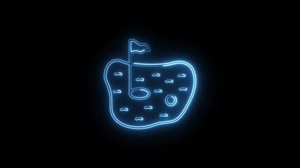 Golf Icon Animation with Glowing Lines on Black Background