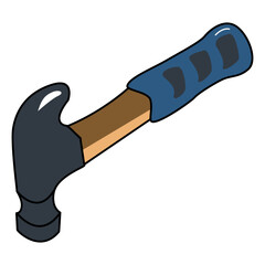 Illustration of a Claw Hammer with Blue Grip