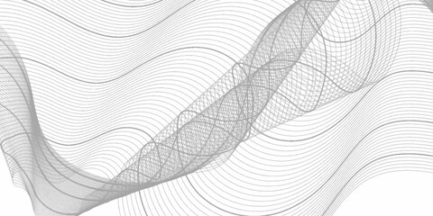 Circle grey liquid shape with blend Dynamic wave lines shape. Wave with lines created using blend tool. Abstract frequency sound wave lines and twisted curve lines background.	